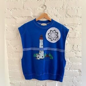 MR. LARKIN Rentrayage upcycled sleeveless crewneck